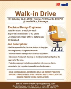 MEIL Recruitment 2023 - Walk In Drive 